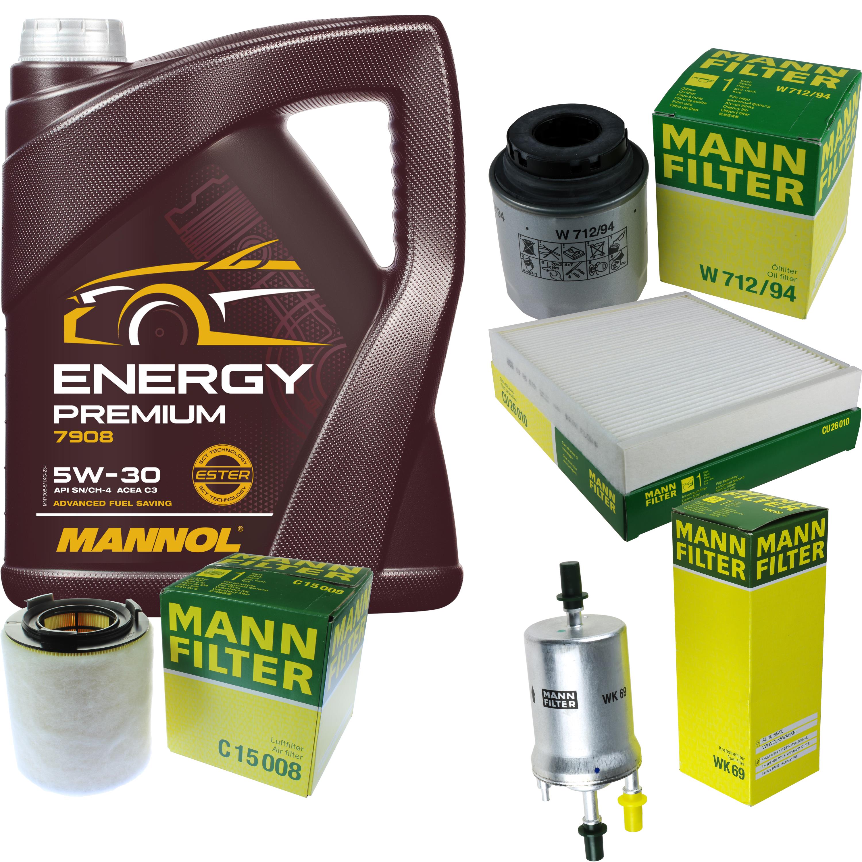 MANN INSPECTION SET 5L Mannol Energy Premium 5W 30 Pour VW Polo 1 2 TSI