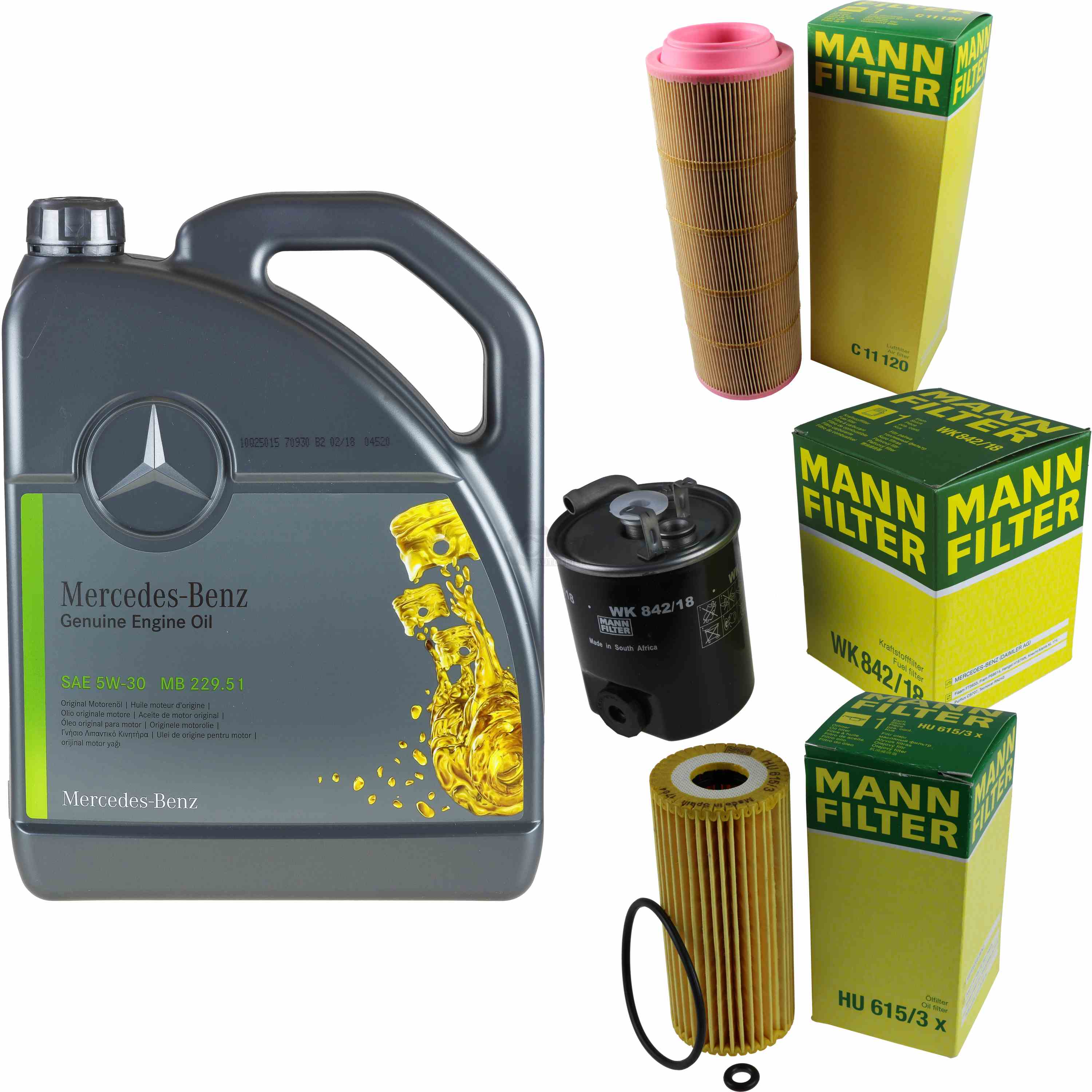 Pakiet kontrolny 5L Olej Mercedes 229.51 5W30 + pakiet filtra MANN 11104084-et 5L Mercedes Öl 229.51 5W30 + MANN Filterpaket 11104084\