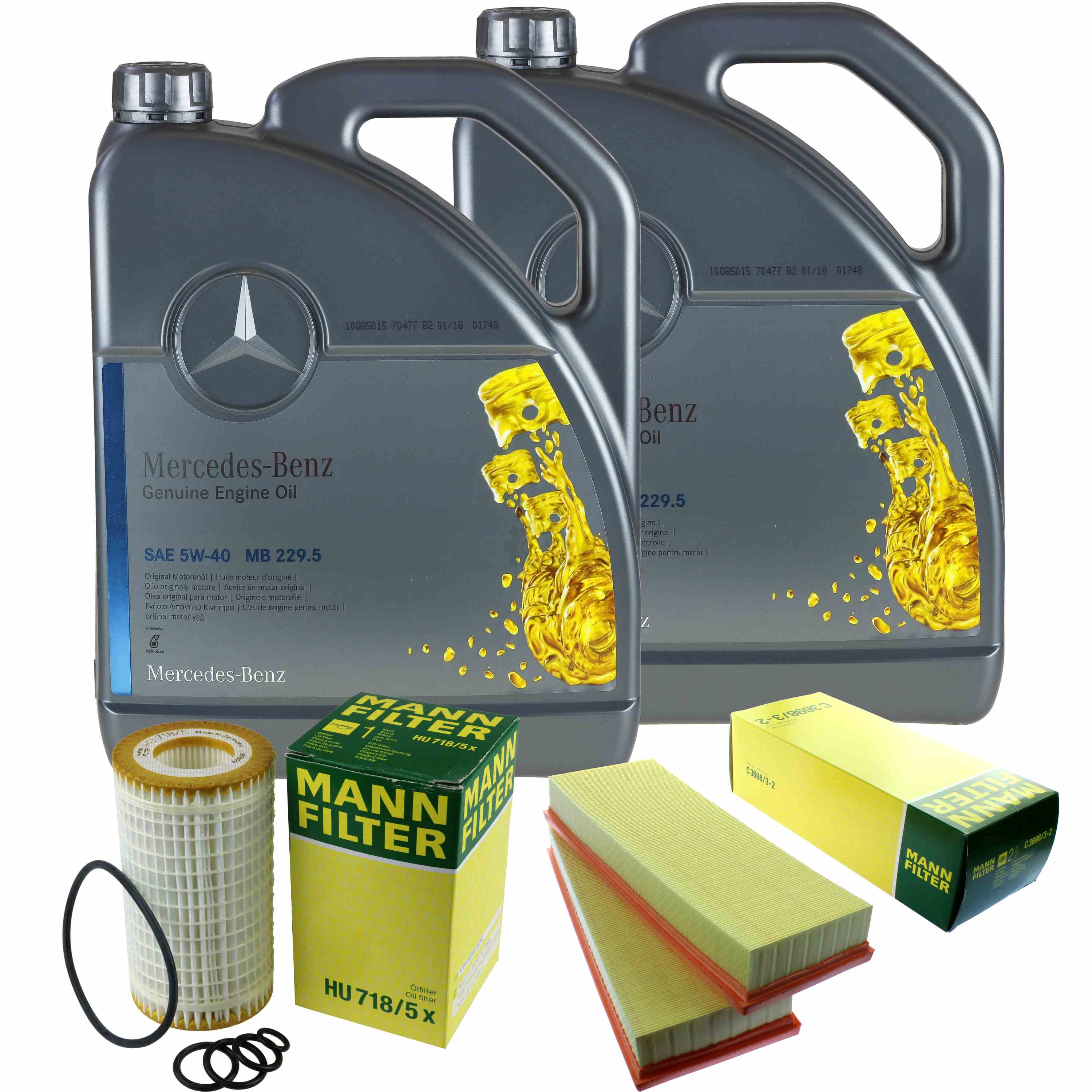 Details zu  Inspektionspaket 10L Mercedes Öl 229.5 5W40+ MANN Luftfilter Ölfilter 11132977 Inland NEU
