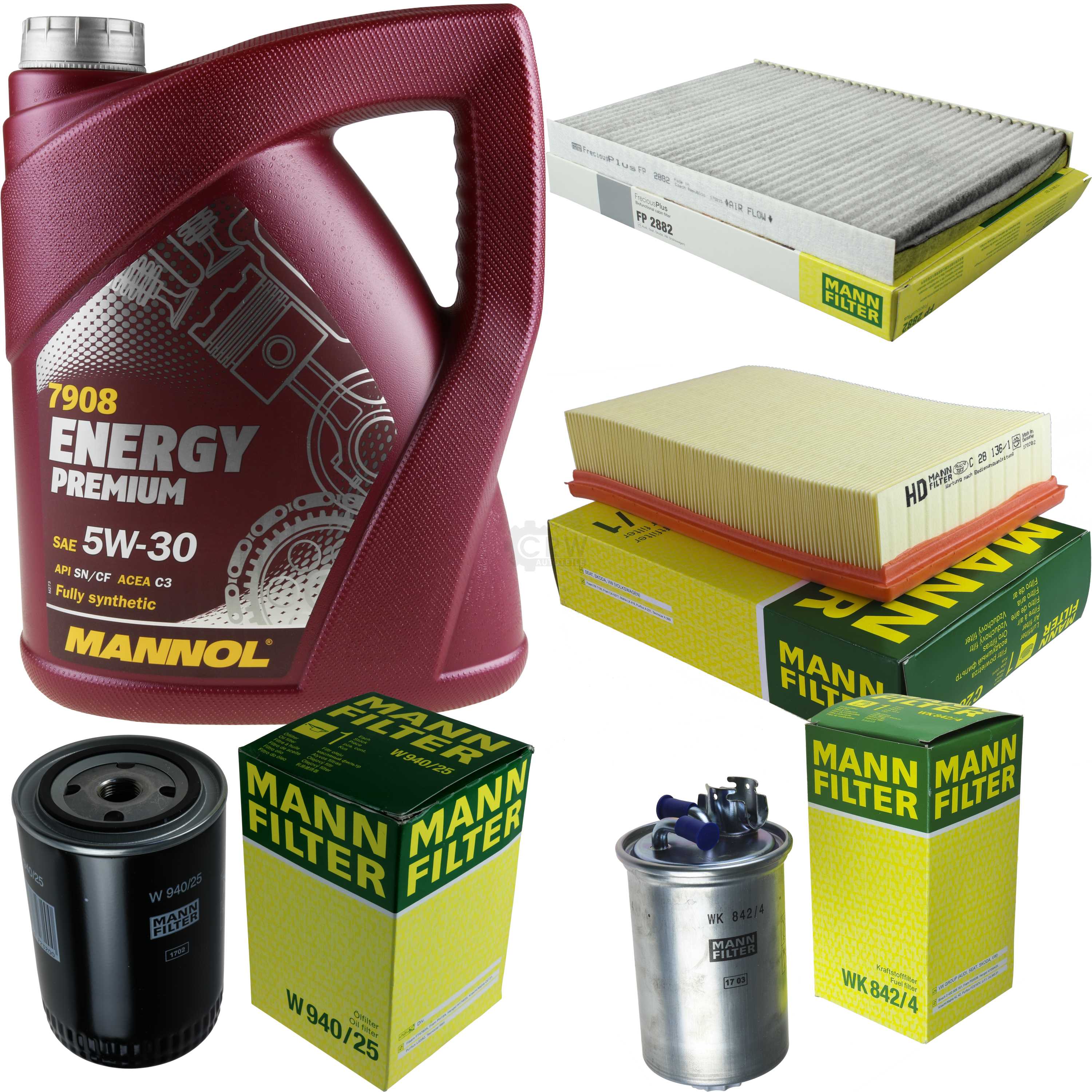 MANNOL 5 L Energy Premium 5W-30+MANN-FILTER Seat Cordoba 6K1 6K2 1.9 D ...
