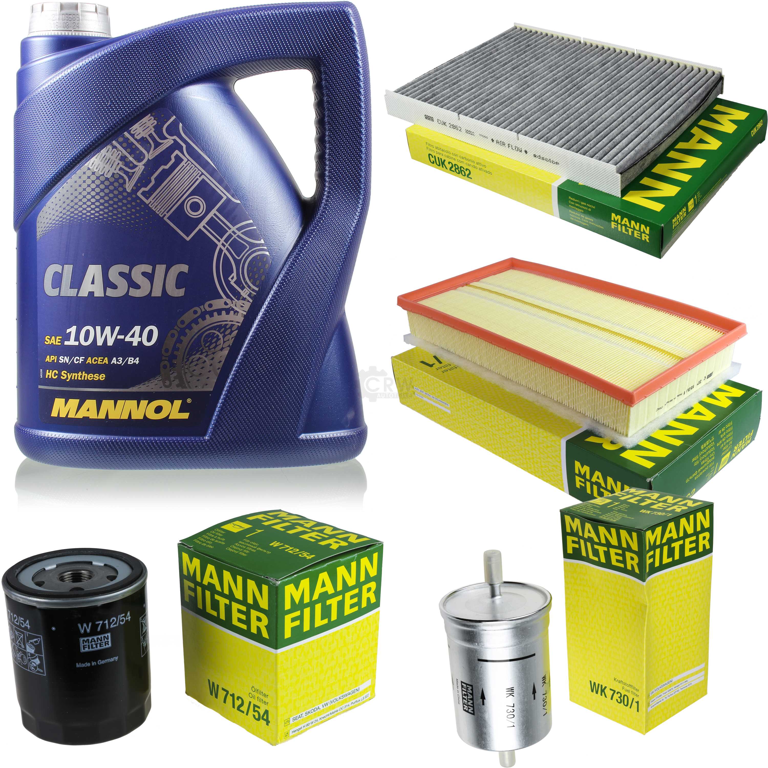 MANNOL Filter Set + 5L Motoröl 10W-40 - Komplett Inspektionspaket Mit Luft/Oil/Kraftstofffilter