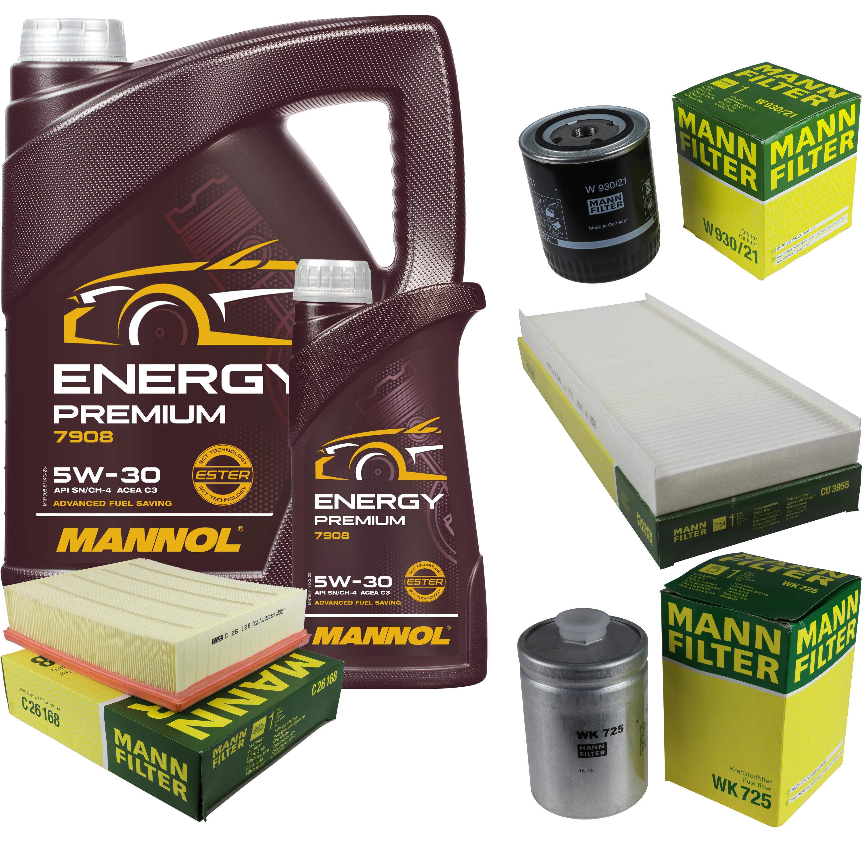 MANNOL 6 L Energy Premium 5W-30+MANN-FILTER do VW Passat Variant 3B5 2.8 V6-TER für VW Passat Variant 3B5 2.8 V6\