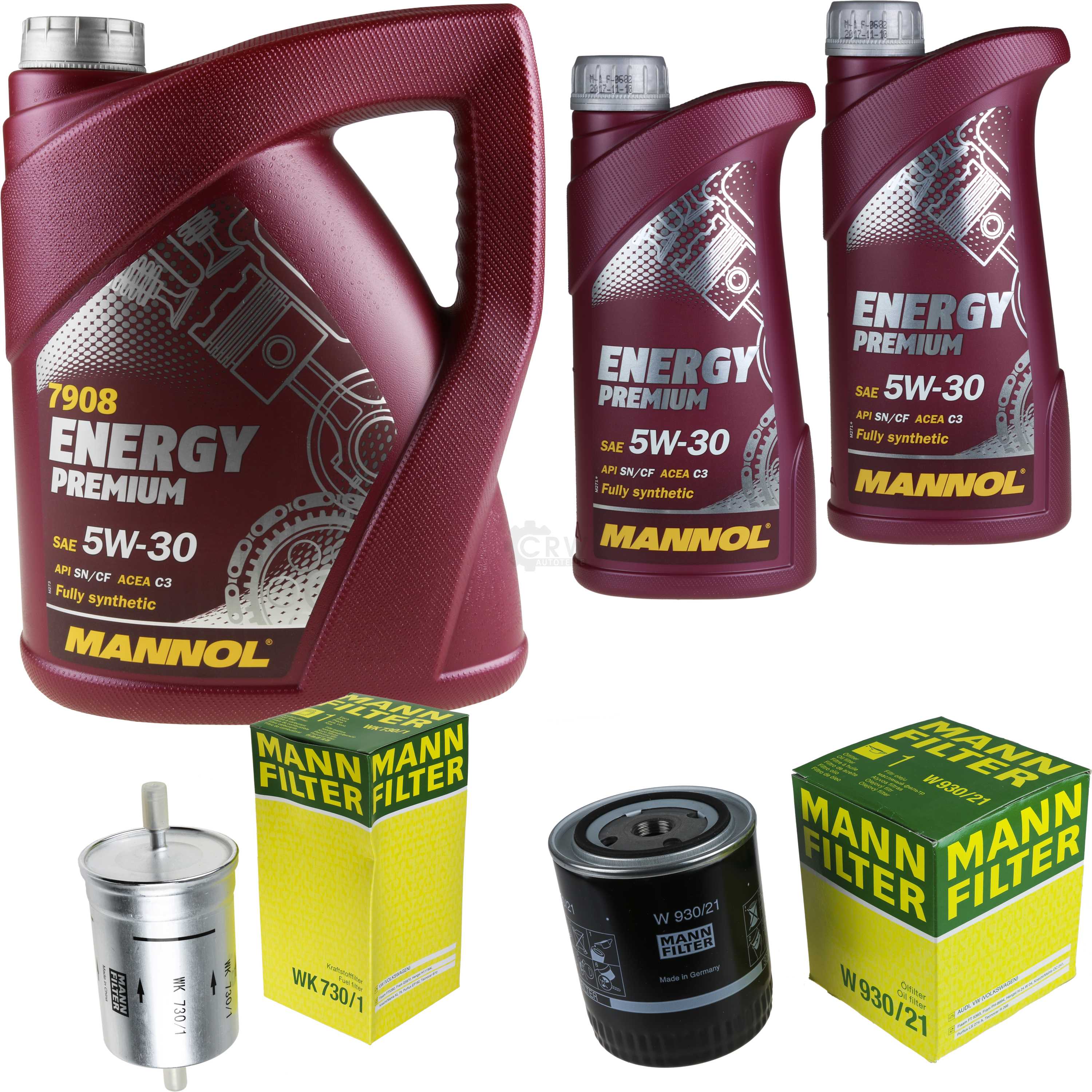 MANNOL Motoröl Set 7 Liter 5W-30 Mit Ölfilter - Energy Premium API SN/CF