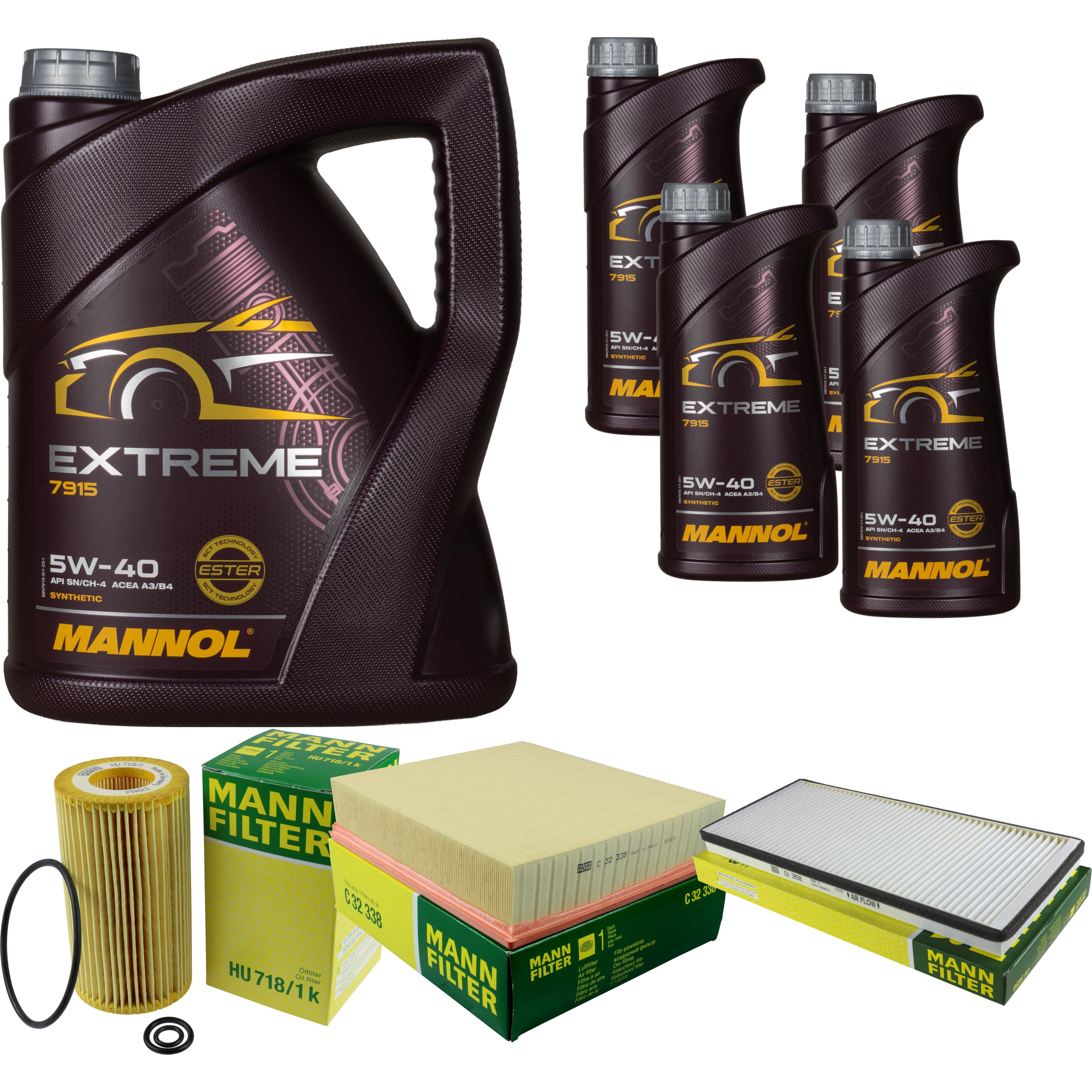 Kit Completo Manutenzione Olio Motore MANNOL 5W-40 5L + Filtri MANN-FILTER (Aria, Olio, Carburante)
