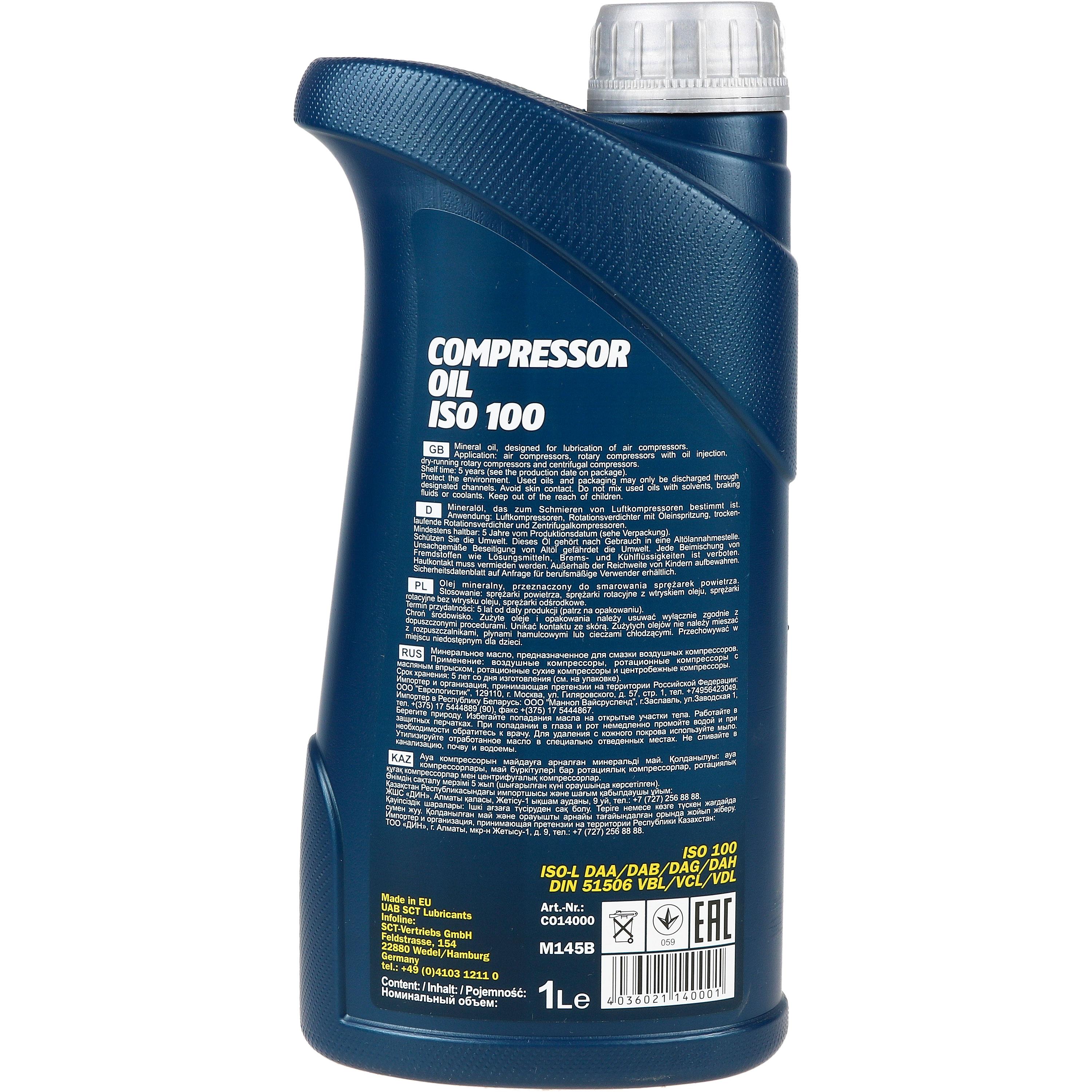1 Liter Original MANNOL Kompressoröl Compressor Oil ISO 100 | eBay