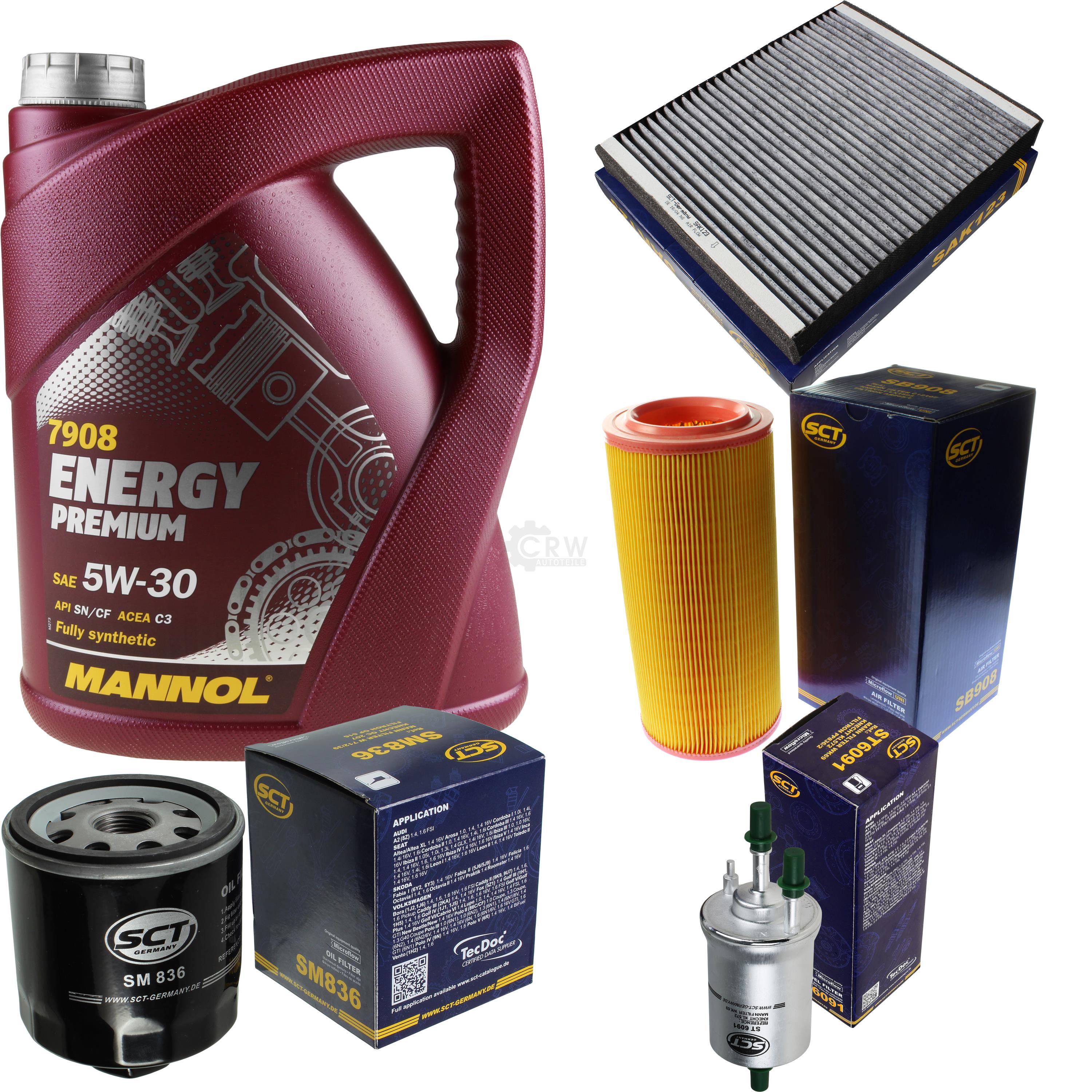 Cambio Olio Set 7L mannol Energy Premium 5W-30 motore + Sct Filtro Kit 10197201