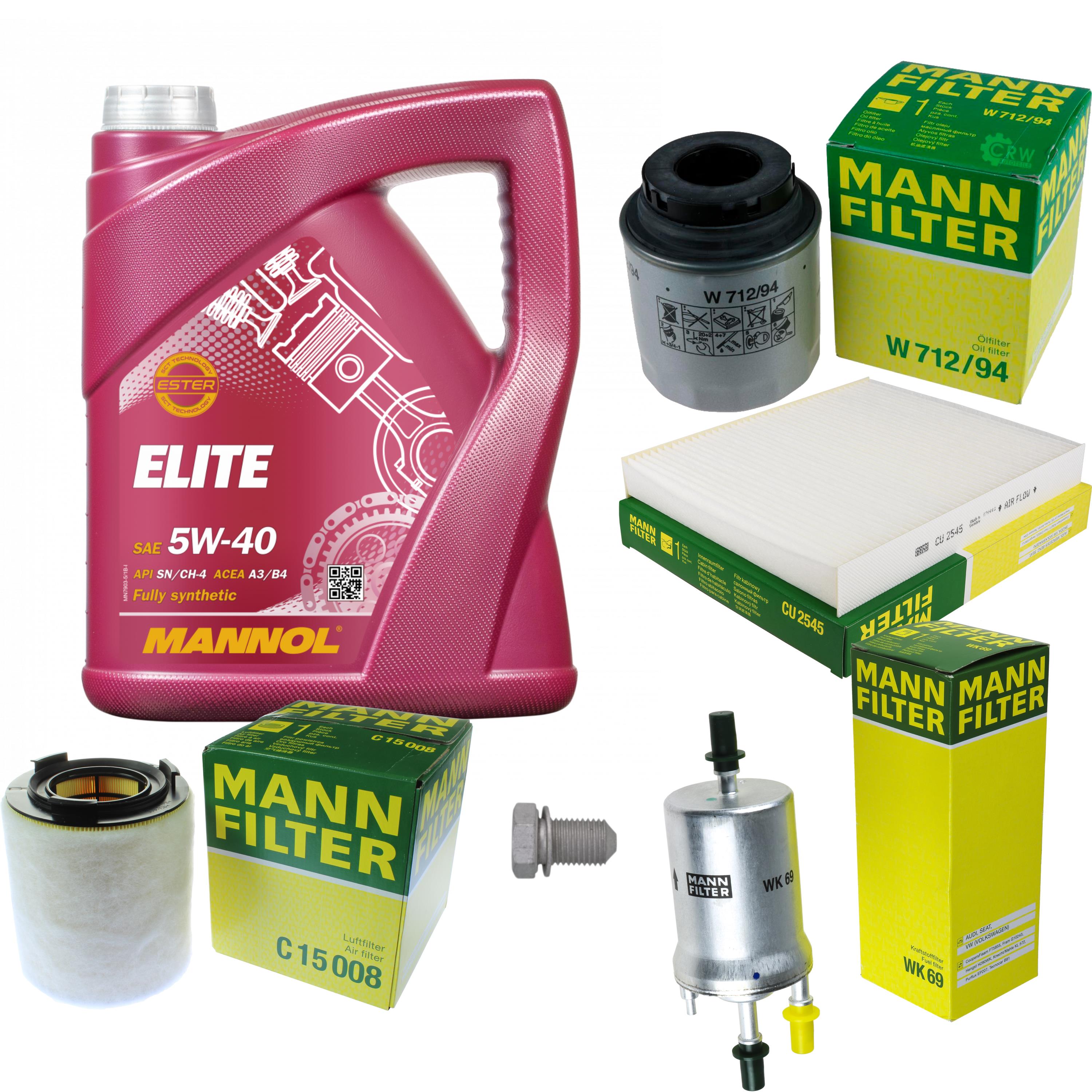 Mann Inspection Set 5, L mannol Elite 5W-40 pour VW Seat Polo 6R1 6C1 1.2 - Bild 1 von 12