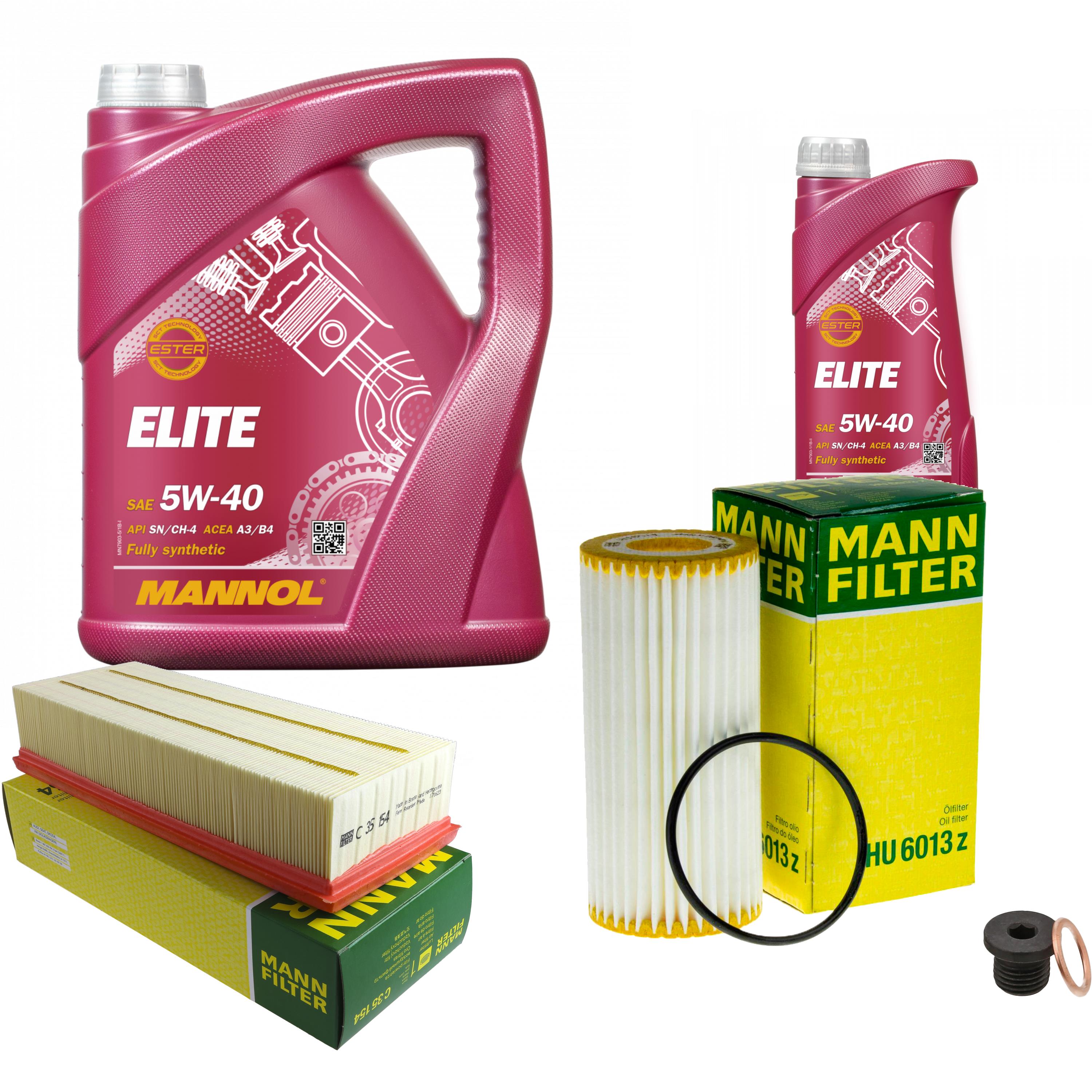 MANN Inspektionspaket 6 L MANNOL Elite 5W-40 für Audi VW Q3 8UB 8UG 2.0 ...