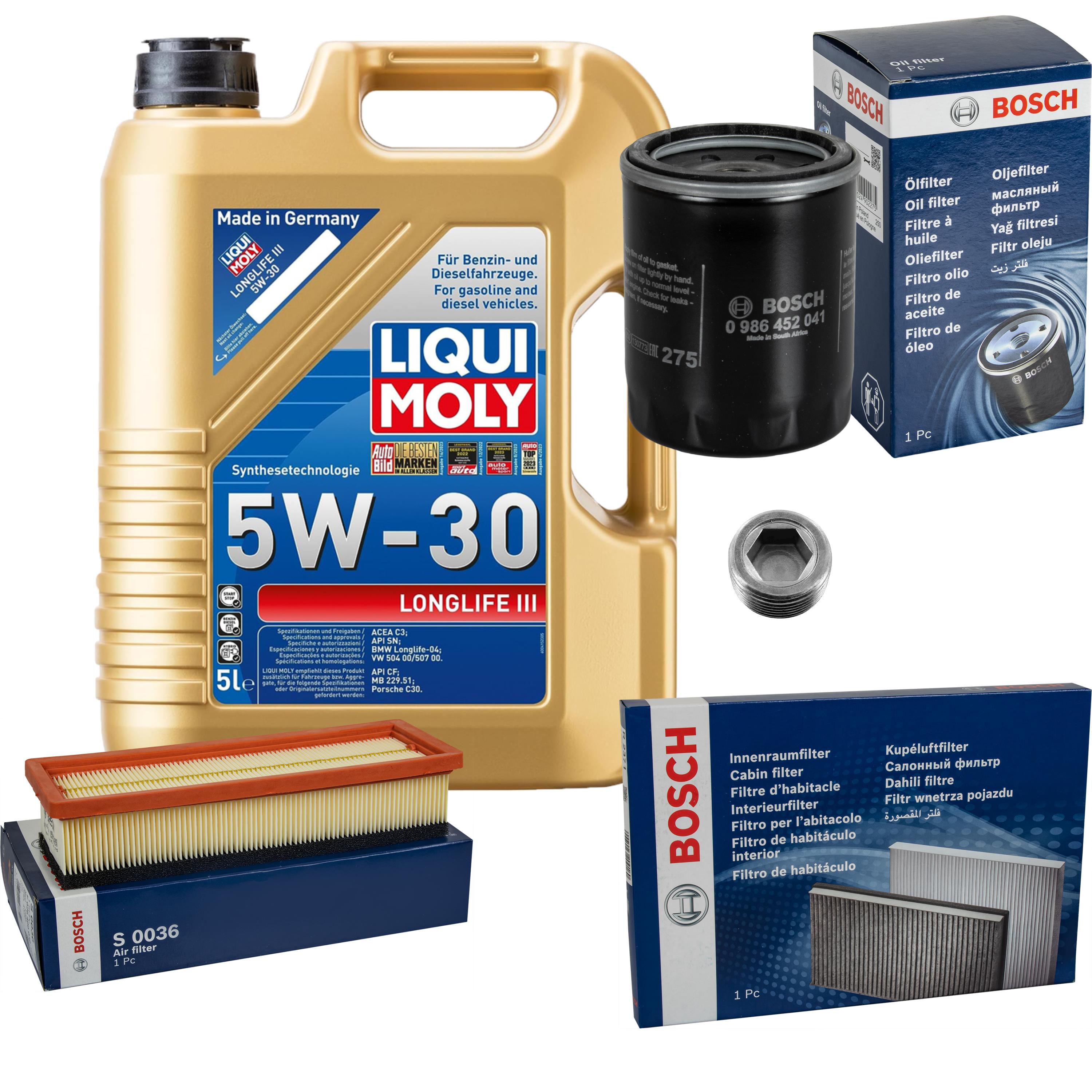 Bosch Inspektionspake L Liqui Moly Longlife Iii W Pour Fiat Punto