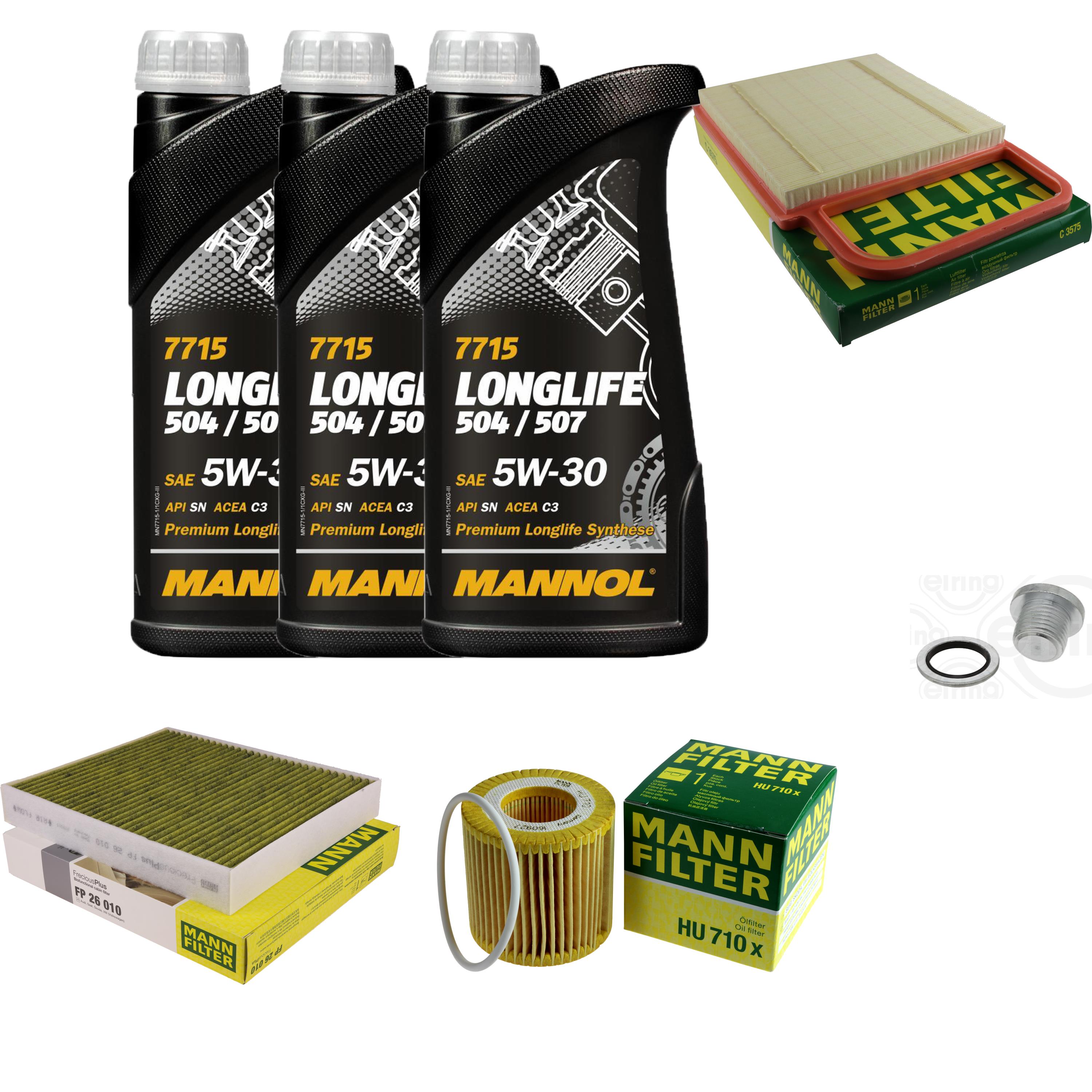 MANNOL Inspektionspaket Longlife 5W-30, 8 Liter – Für VW Transporter 1.9/2.5 TDI, Inkl. Filter!